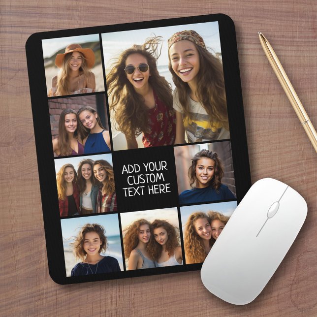 Create a Custom Photo Collage with 8 Photos Mouse Pad (Custom Mouse Pad - Add Photos and Text)