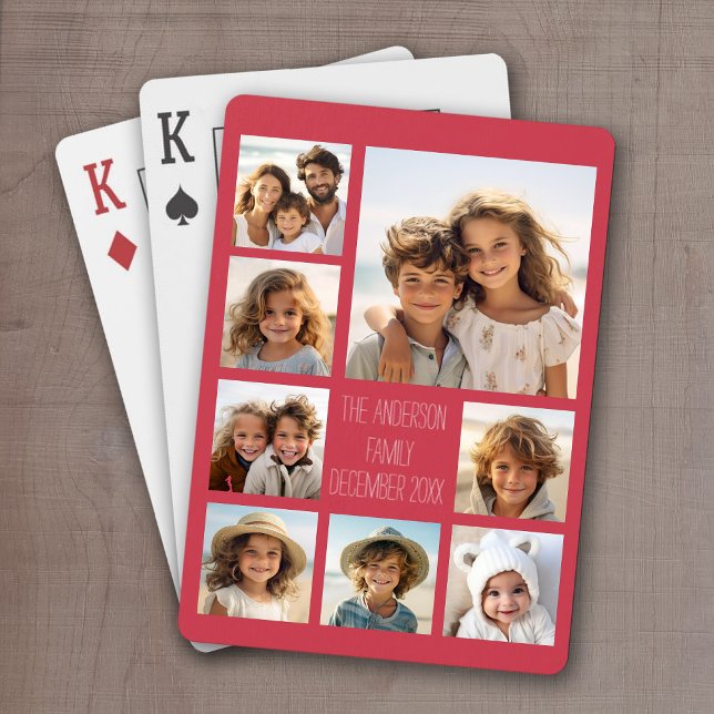 Create a Custom Photo Collage with 8 Photos Poker Cards (Personalized Playing Cards with 8 Photos and a Place for your custom text)