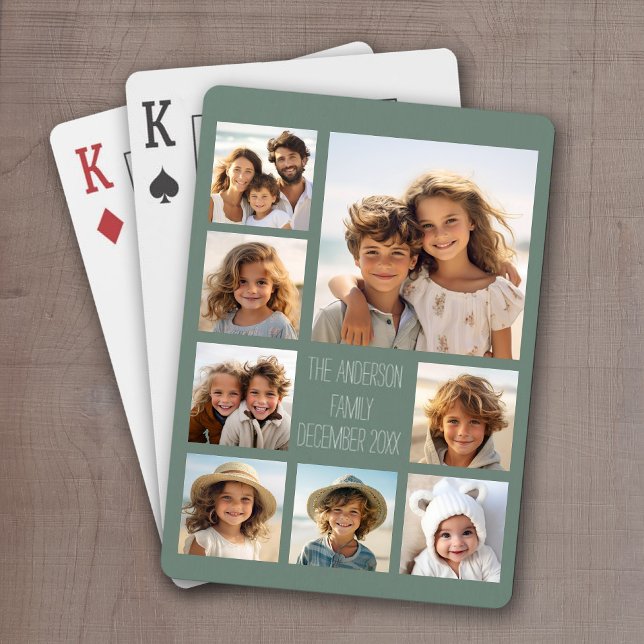 Create a Custom Photo Collage with 8 Photos Poker Cards (Personalized Playing Cards with 8 Photos and a Place for your custom text)
