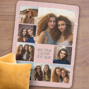 Create a Custom Photo Collage with 8 Photos Sherpa Blanket