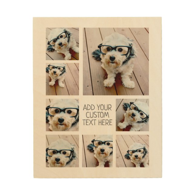 Create a Custom Photo Collage with 8 Photos Wood Wall Art (Front)