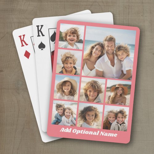 Create a Custom Photo Collage with 9 Photos coral Playing Cards