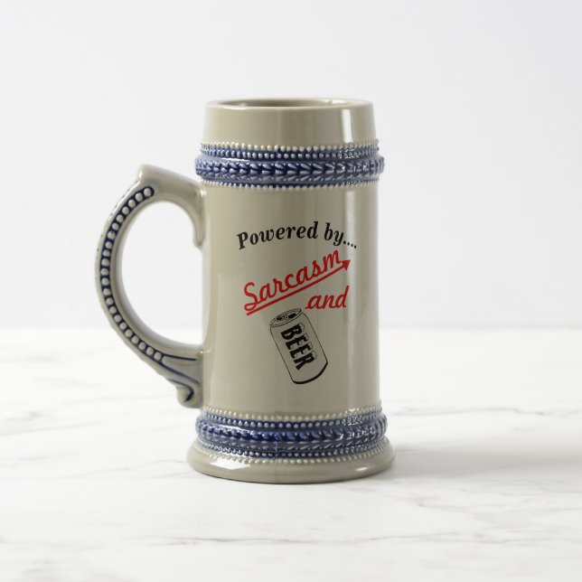 Create a Custom Powered By Beer Bar or Mancave Beer Stein (Left)
