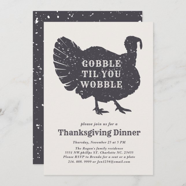 Create A Custom Slogan Turkey Thanksgiving Invitation (Front/Back)