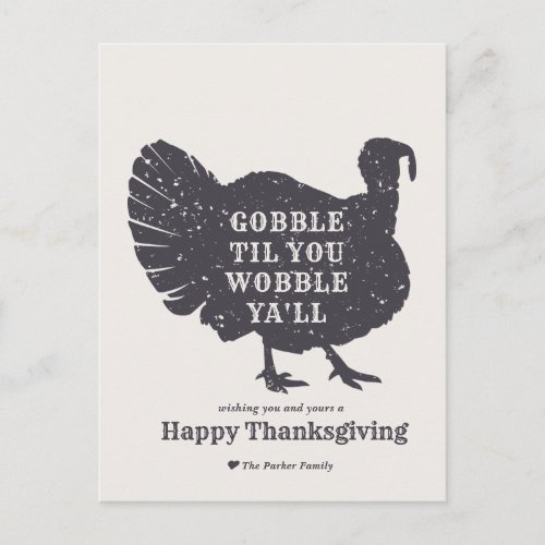 Create A Custom Slogan Turkey Thanksgiving Postcard
