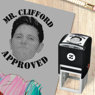 Create A Custom Teacher Approval Funny Face Rubber Self-inking Stamp