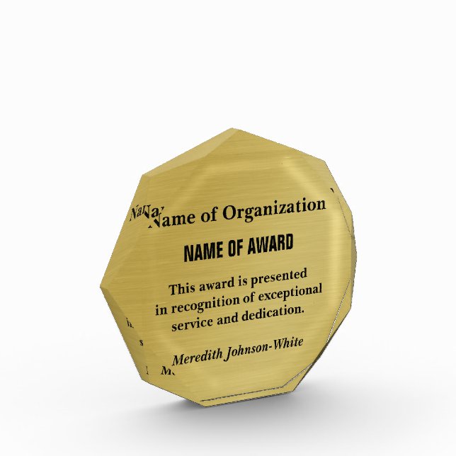 Create a Custom Volunteer Recognition Award (Gold) (Left)