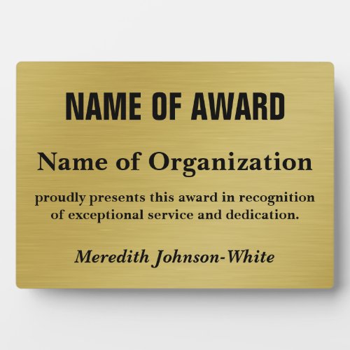 Create a Custom Volunteer Recognition Award Gold Plaque