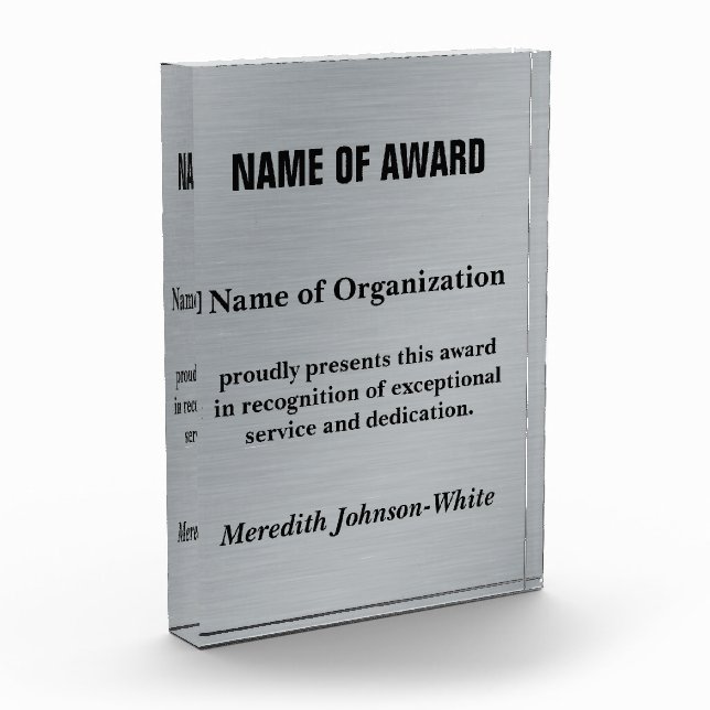 Create a Custom Volunteer Service Award (Silver) (Left)