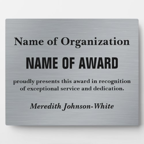 Create a Custom Volunteer Service Award Silver Plaque