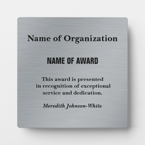 Create a Custom Volunteer Service Award Silver Plaque