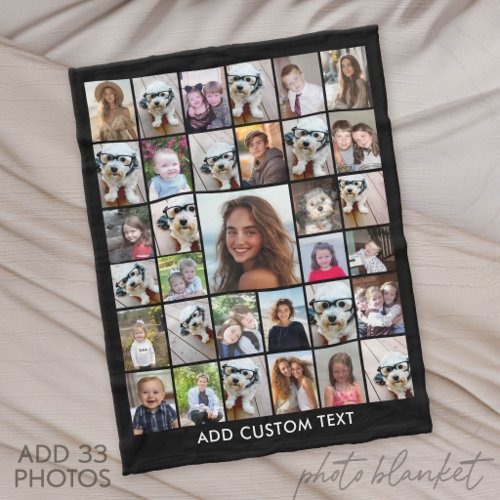 Create a Funky Photo Collage with 33 Photos Fleece Blanket
