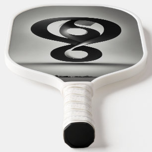 Create a logo using a question mark that represent carbon fiber pickleball paddle 