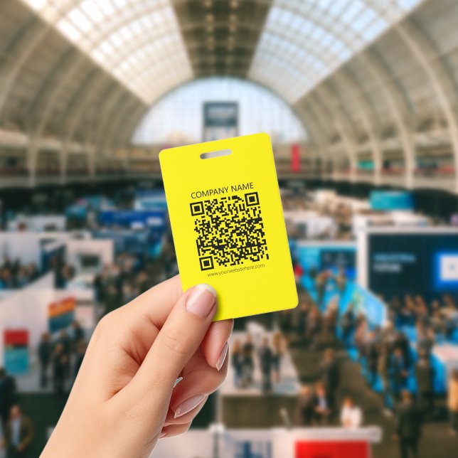 Create a QR Code | Easily Seen Bright Yellow Black Badge (Conference)