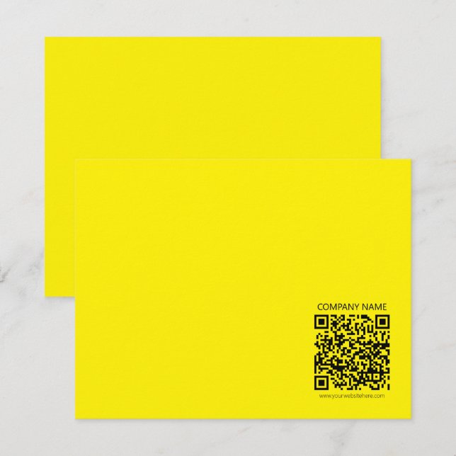Create a QR Code | Easily Seen Bright Yellow Black Note Card (Front/Back)