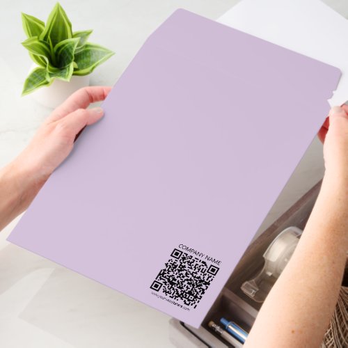 Create a QR Code | Light Purple & Black Envelope Mailers
