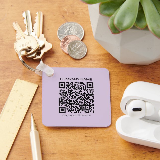 Create a QR Code | Pale Lavender Violet Keychain (Desk)