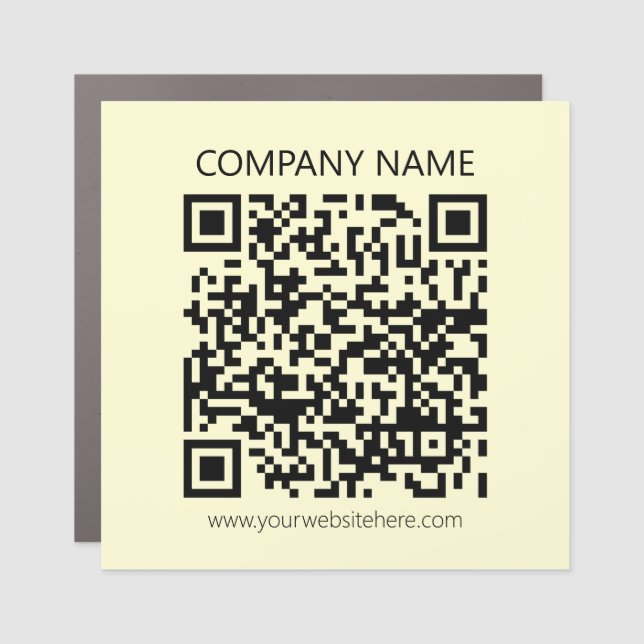 Create a QR Code | Pale Yellow Car Magnet (Front)