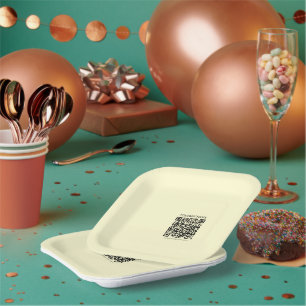 Create a QR Code Pale Yellow Paper Plates