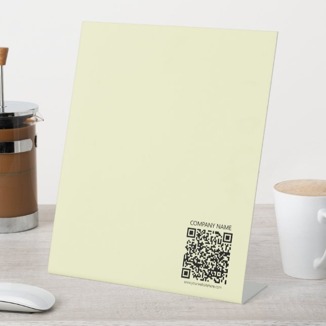 Create a QR Code | Pale Yellow Pedestal Sign (In SItu)