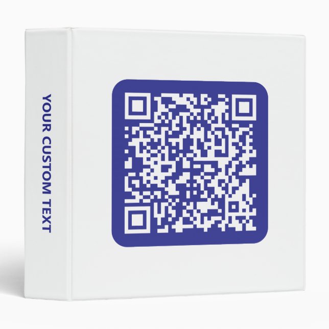 Create a Scannable QR code | Editable Dark Blue 3 Ring Binder (Front/Spine)