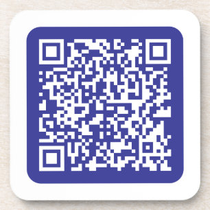 Create a Scannable QR code Editable Dark Blue Beverage Coaster