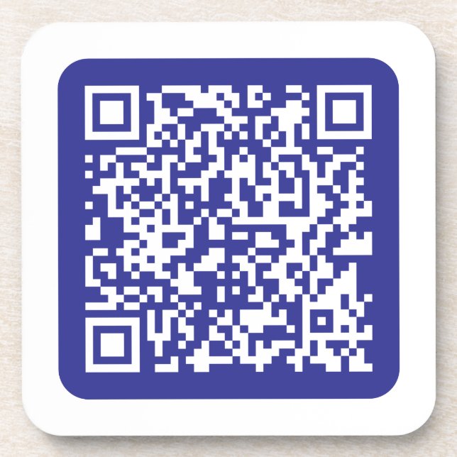 Create a Scannable QR code | Editable Dark Blue Beverage Coaster (Front)