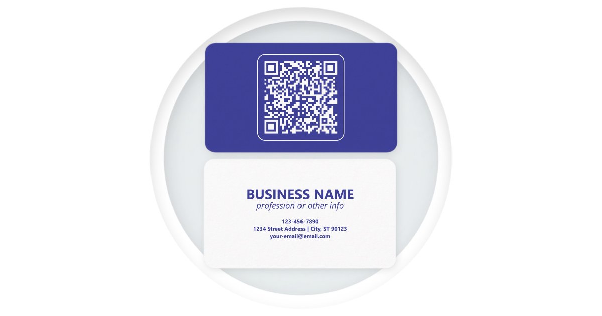 Create a Scannable QR code | Editable Dark Blue Business Card | Zazzle