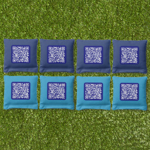 Create a Scannable QR code Editable Dark Blue Cornhole Bags