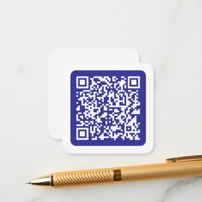 Create a Scannable QR code | Editable Dark Blue Enclosure Card (Front/Back In Situ)