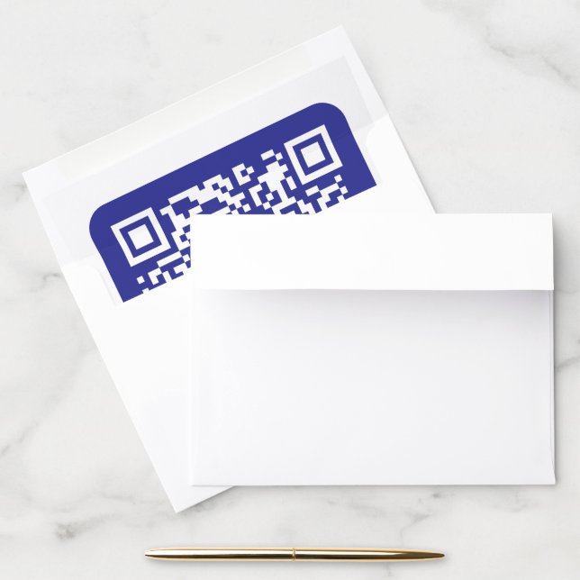 Create a Scannable QR code | Editable Dark Blue Envelope Liner (Desk)