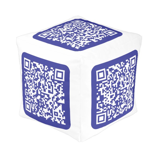 Create a Scannable QR code | Editable Dark Blue Pouf (Angled Front)