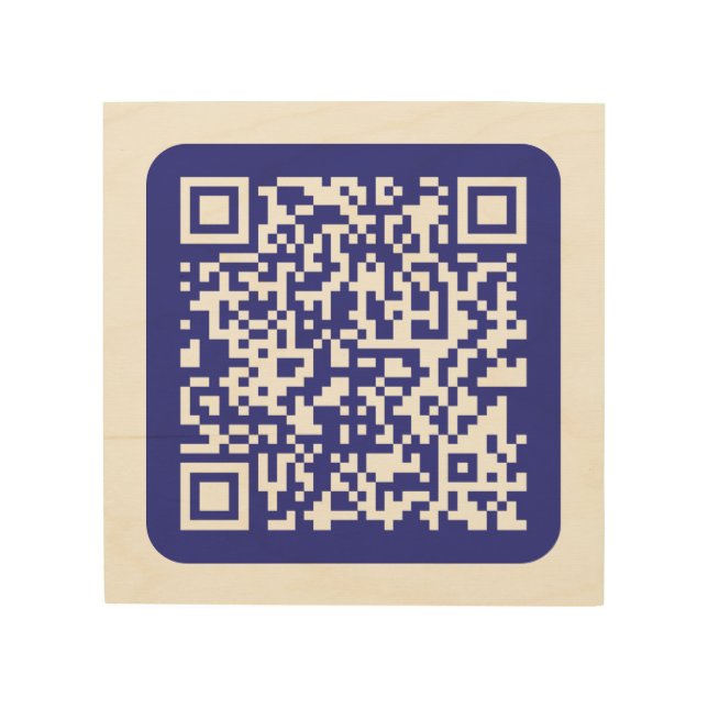 Create a Scannable QR code | Editable Dark Blue Wood Wall Art (Front)