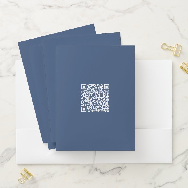 Create a Scannable QR Code | Faded Navy Blue  Pocket Folder (In Situ)