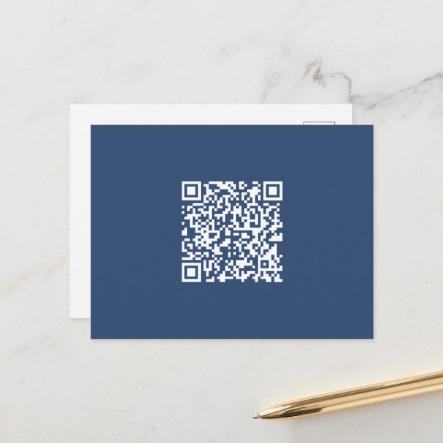 Create a Scannable QR Code | Faded Navy Blue  Postcard (Front/Back In Situ)
