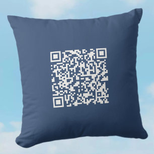 Create a Scannable QR Code   Faded Navy Blue  Throw Pillow