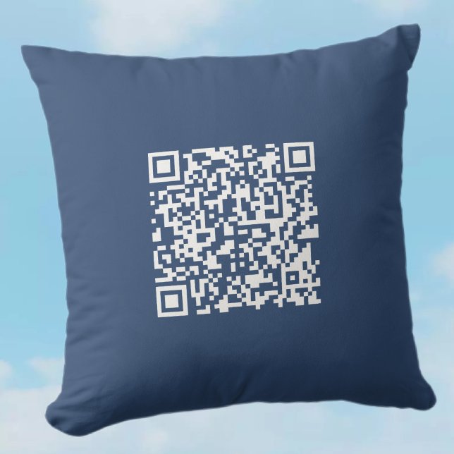 Create a Scannable QR Code | Faded Navy Blue  Throw Pillow (Creator Uploaded)