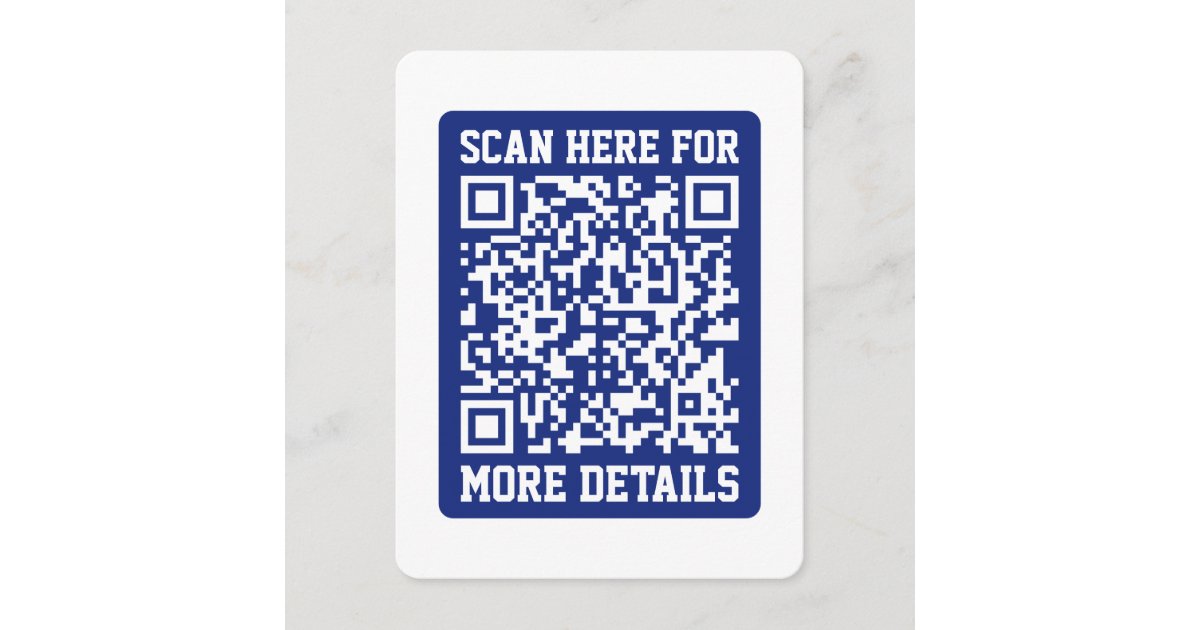 Create a Scannable QR code | Navy Blue (editable) Enclosure Card | Zazzle