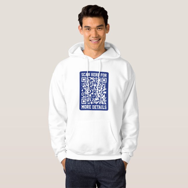 Create a Scannable QR code | Navy Blue (editable) Hoodie (Front Full)