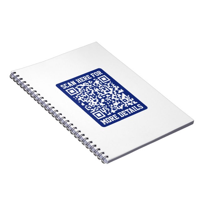 Create a Scannable QR code | Navy Blue (editable) Notebook (Right Side)