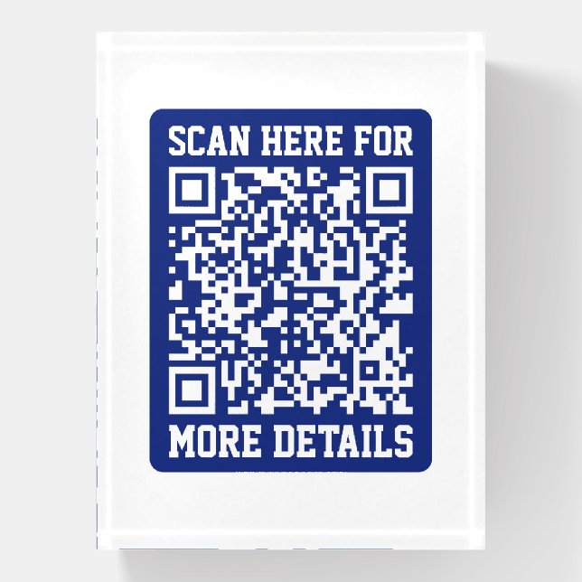 Create a Scannable QR code | Navy Blue (editable) Paperweight (Vertical)
