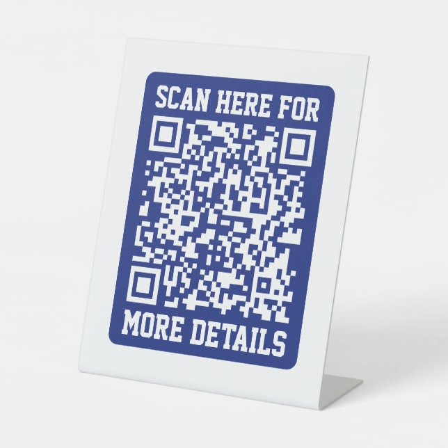 Create a Scannable QR code | Navy Blue (editable) Pedestal Sign (Front)
