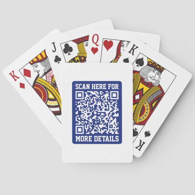 Create a Scannable QR code | Navy Blue (editable) Poker Cards (Back)