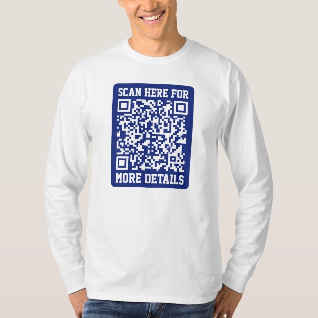 Create a Scannable QR code | Navy Blue (editable) T-Shirt (Front)