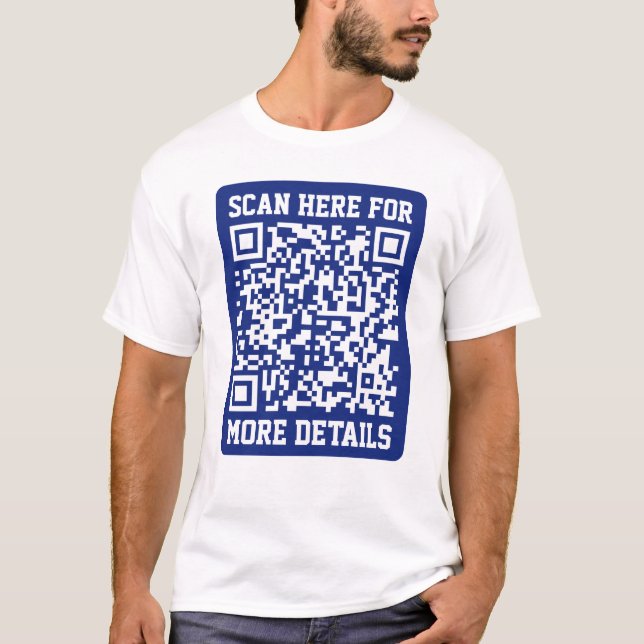 Create a Scannable QR code | Navy Blue (editable) T-Shirt (Front)