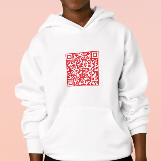 Create a Scannable Red (editable) QR code Hoodie (Creator Uploaded)