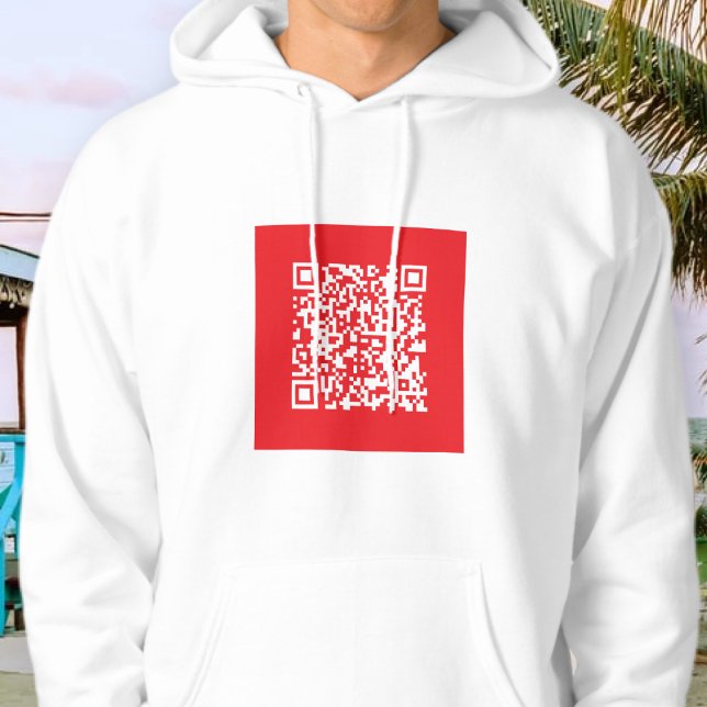 Create a Scannable Red (editable) QR code Hoodie (Creator Uploaded)