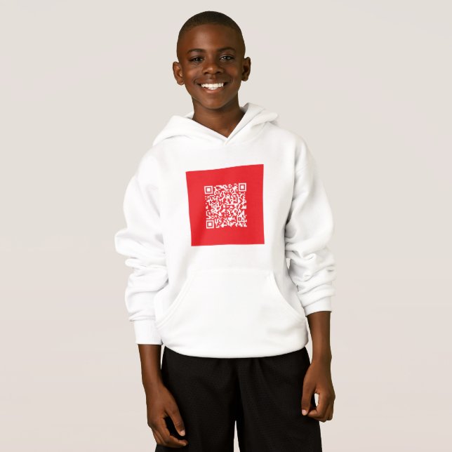 Create a Scannable Red (editable) QR code Hoodie (Front Full)