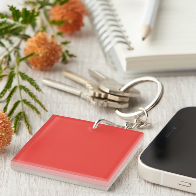 Create a Striking Red Background with White Border Keychain (Front Right)