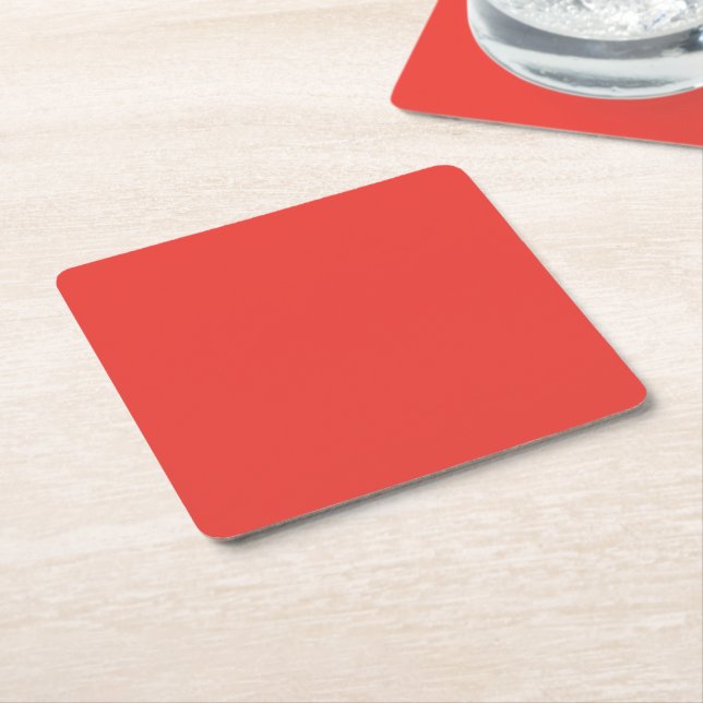 Create a Striking Red Background with White Border Square Paper Coaster (Angled)